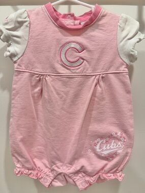 VINTAGE MAJESTIC CHICAGO CUBS Baby Girl Baseball Bubble Romper
